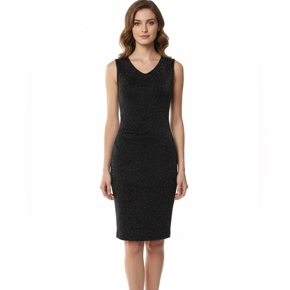 ALICE + OLIVIA Black Metallic Lurex Sleeveless Sheath Dress 0 / XS
